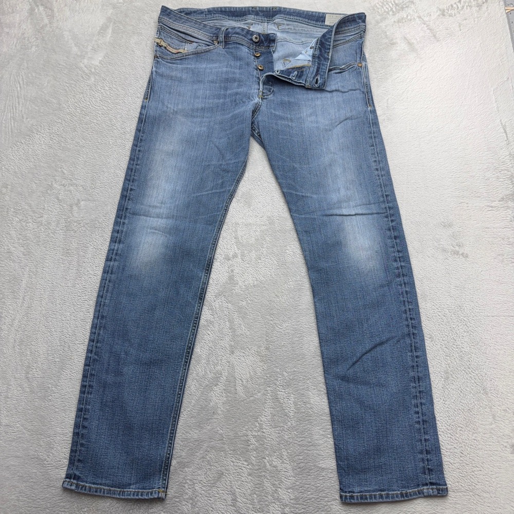 Diesel Jeans Mens 36 Blue Belther Regular Slim Tapered Stretch Denim Wash 0814W
